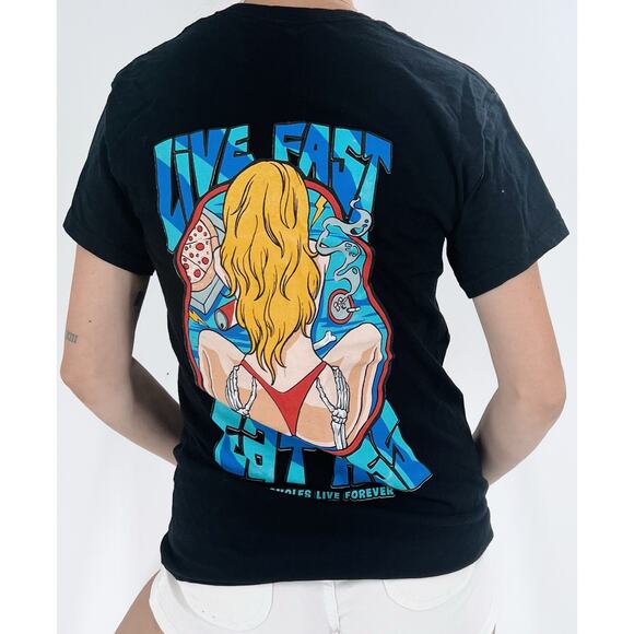 A**holes Live Forever Live Fast Eat A** Black T-Shirt Size Small - Picture 1 of 3